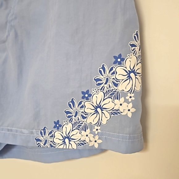 RAYA SUN Medium pull open drawstring tropical flower UNISEX blue and white EUC - Picture 2 of 7